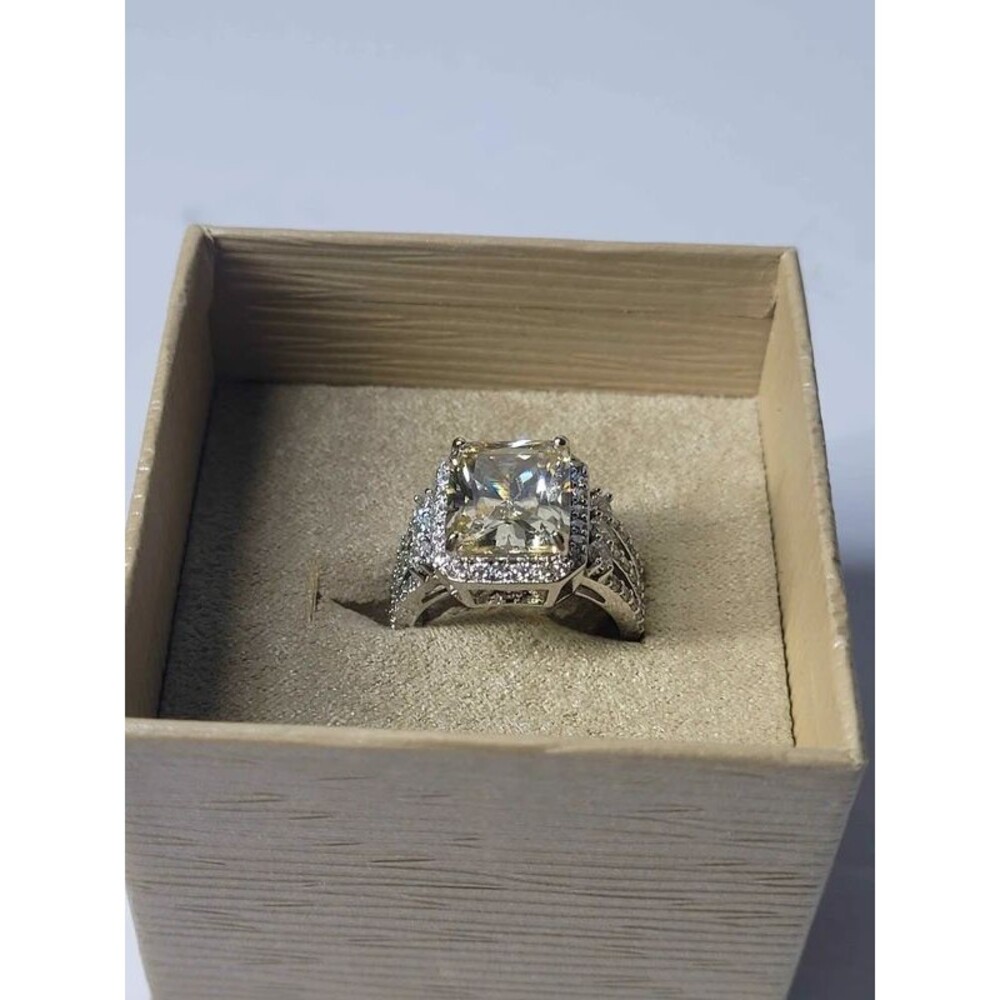 Charles Winston for Bella Luce 925 Sterling Silver Canary Yellow Halo Ring - Sz